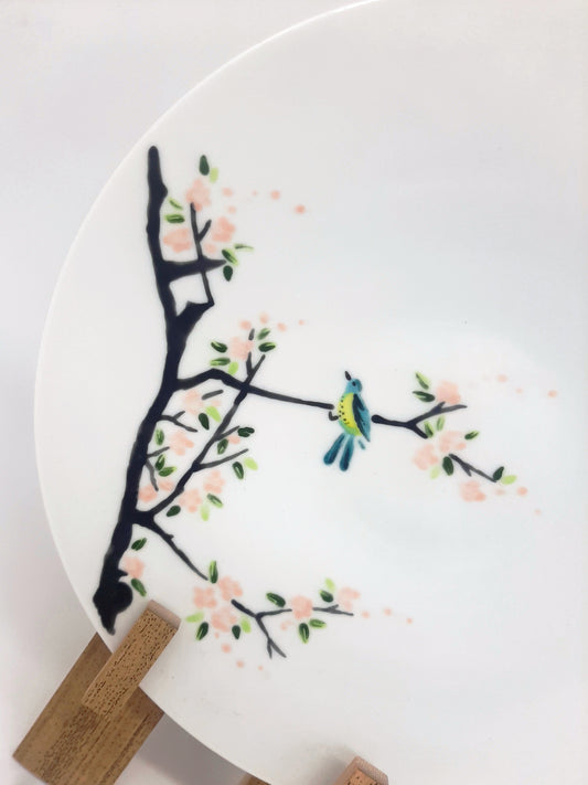 talíř dezertní "Ptáček na sakuře" průměr 20 cm