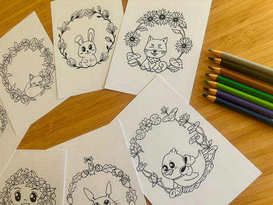 Sada pohlednic "Zvířátkové omalovánky"