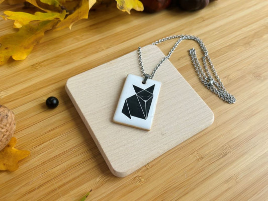 keramický náhrdelník "Origami liška"