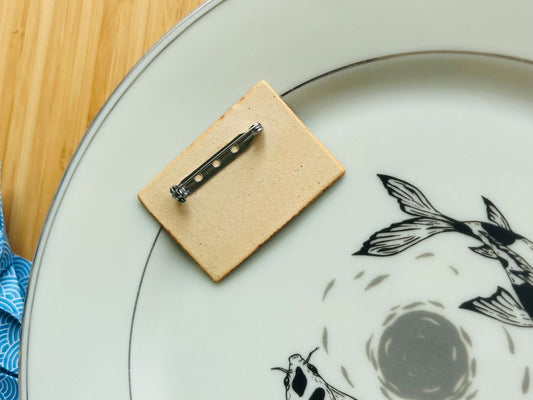 keramická brož tyrkysová "Jezerní drahokamy aneb koi kapříci s měsícem"