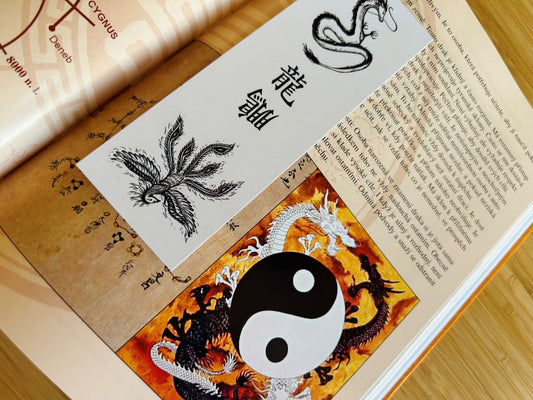 Záložka do knížky "Drak a fénix" 15 x 5 cm