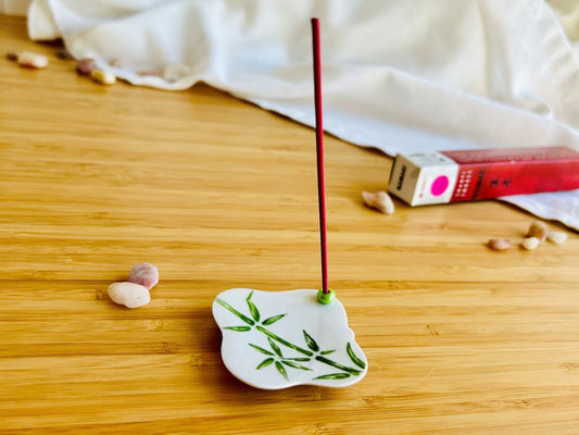 porcelánový stojánek na vonné tyčinky "Bambusový háj" 5,5x5,5 cm