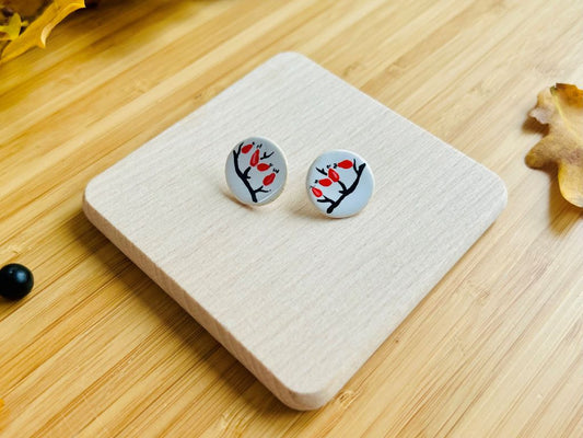 keramické náušnice "Šípkový čaj"