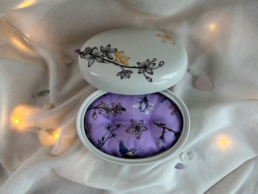 porcelánová šperkovnice "Jarní Japonsko" s polštářkem