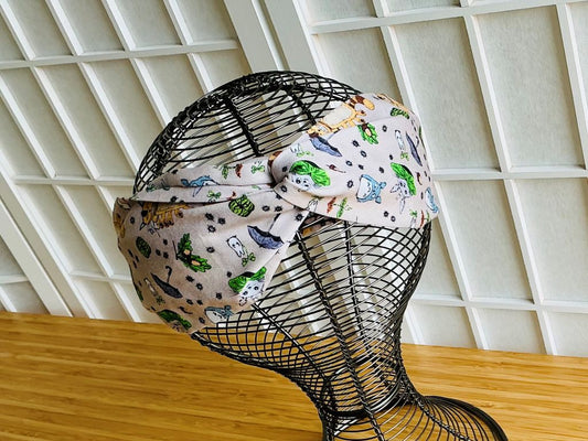 látková čelenka "Totoro a další lesní duchové" s gumičkou