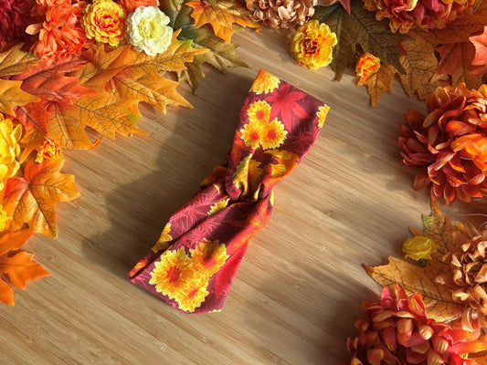 látková čelenka "Park v barvách podzimu" s gumičkou