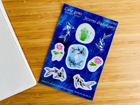Samolepky "Jezerní drahokamy aneb koi kapříci s měsícem"