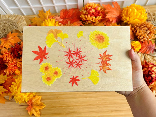 dřevěná krabička "Park v barvách podzimu" na jídelní hůlky a odkladače