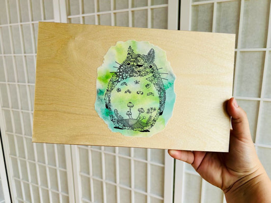 dřevěná krabička "Totoro" na jídelní hůlky a odkladače