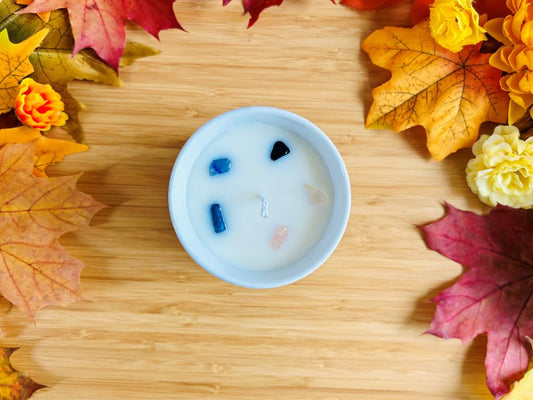 Svíčka v pohárku "Anime meče" s minerály