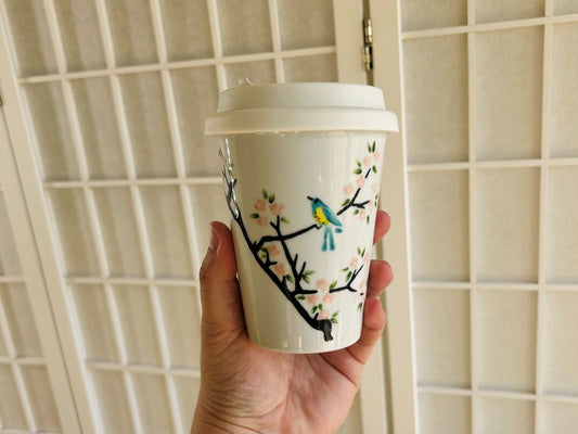 hrnek To-Go "Ptáček na sakuře" 300 ml