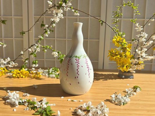 Vintage skleněná váza "Vistárie" výška 22 cm