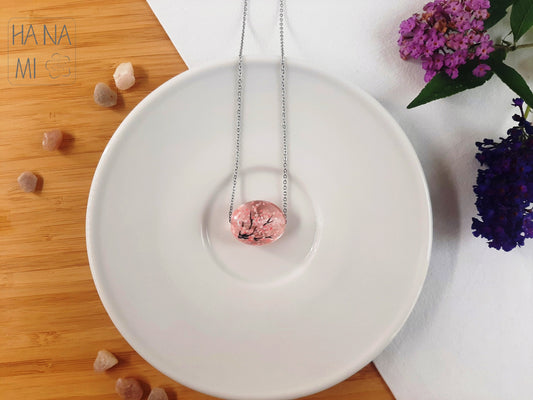 velký náhrdelník skleněný "Ráno pod sakurou"