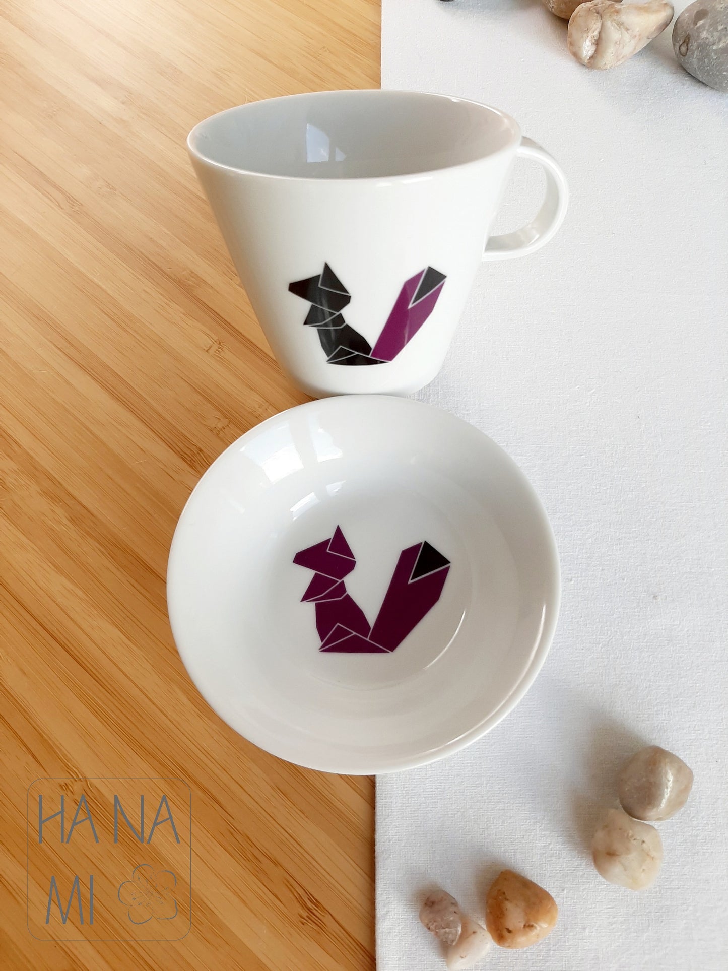 hrnek s podšálkem "Origami veverka" 150 ml
