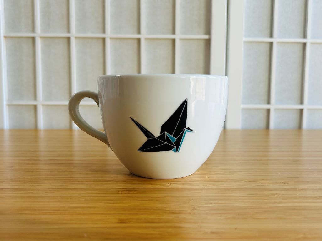 hrnek široký "Origami jeřáb" 480 ml