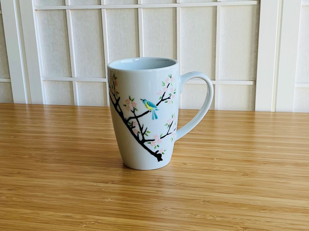 hrnek vysoký "Ptáček na sakuře" 380 ml
