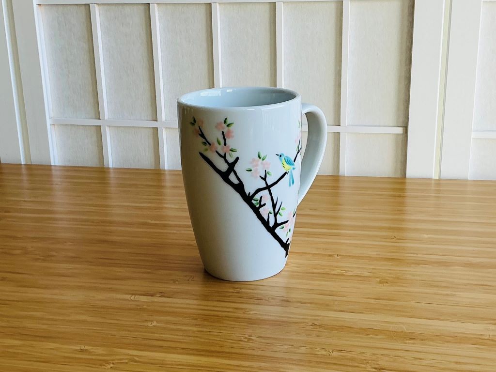 hrnek vysoký "Ptáček na sakuře" 380 ml