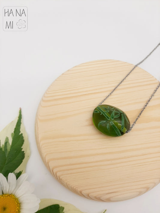 velký náhrdelník skleněný "Bambusový háj"