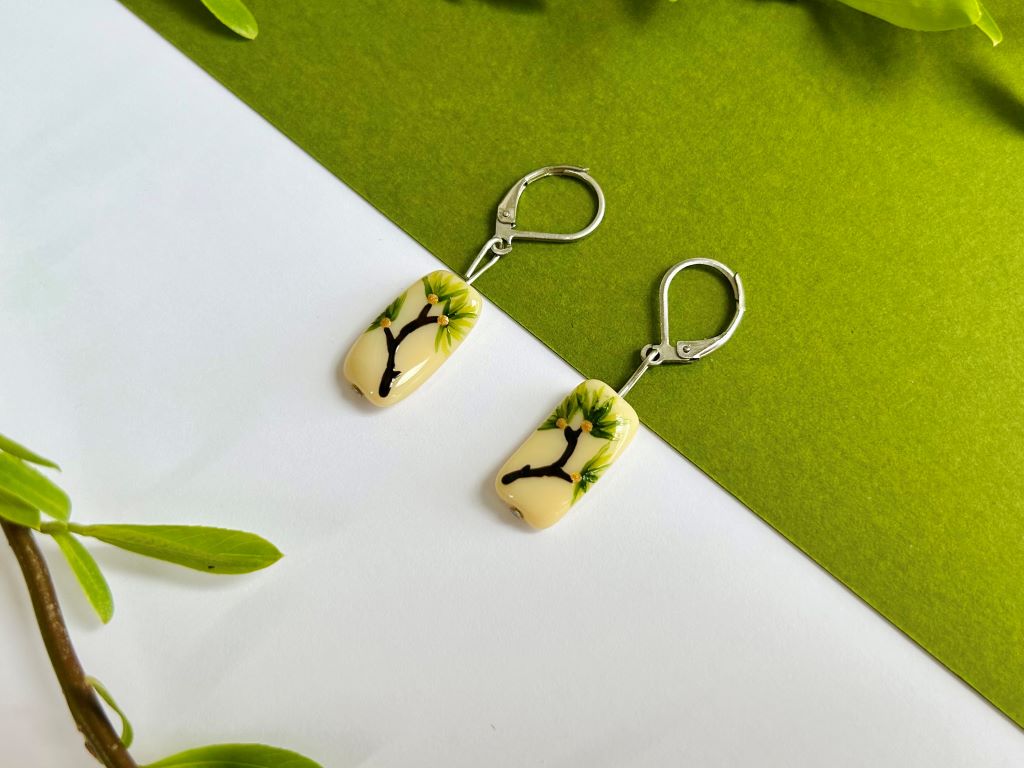 sada skleněných šperků "Dlouhověká borovice" náhrdelník a náušnice