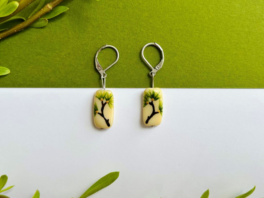 sada skleněných šperků "Dlouhověká borovice" náhrdelník a náušnice