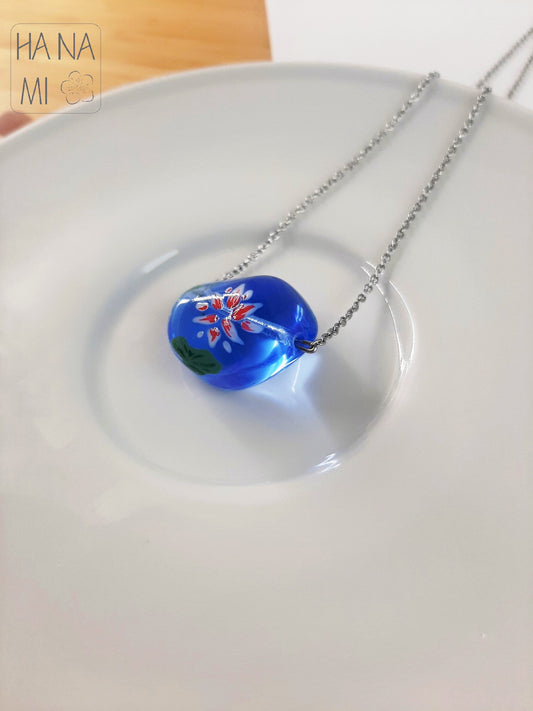 velký náhrdelník skleněný "Lotosové jezírko"