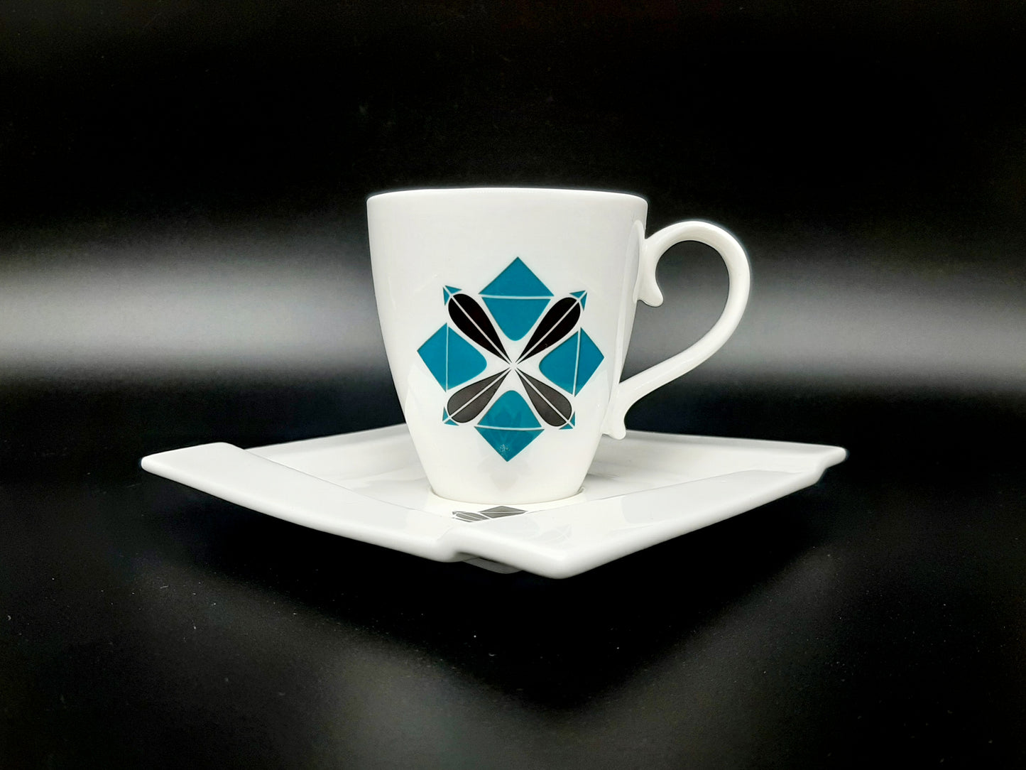 Kubistická čajová souprava "Origami FLORAL" vintage