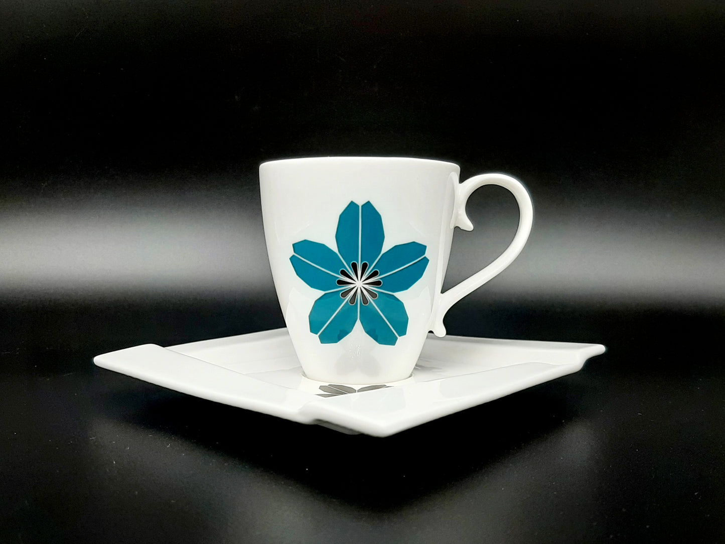 Kubistická čajová souprava "Origami FLORAL" vintage