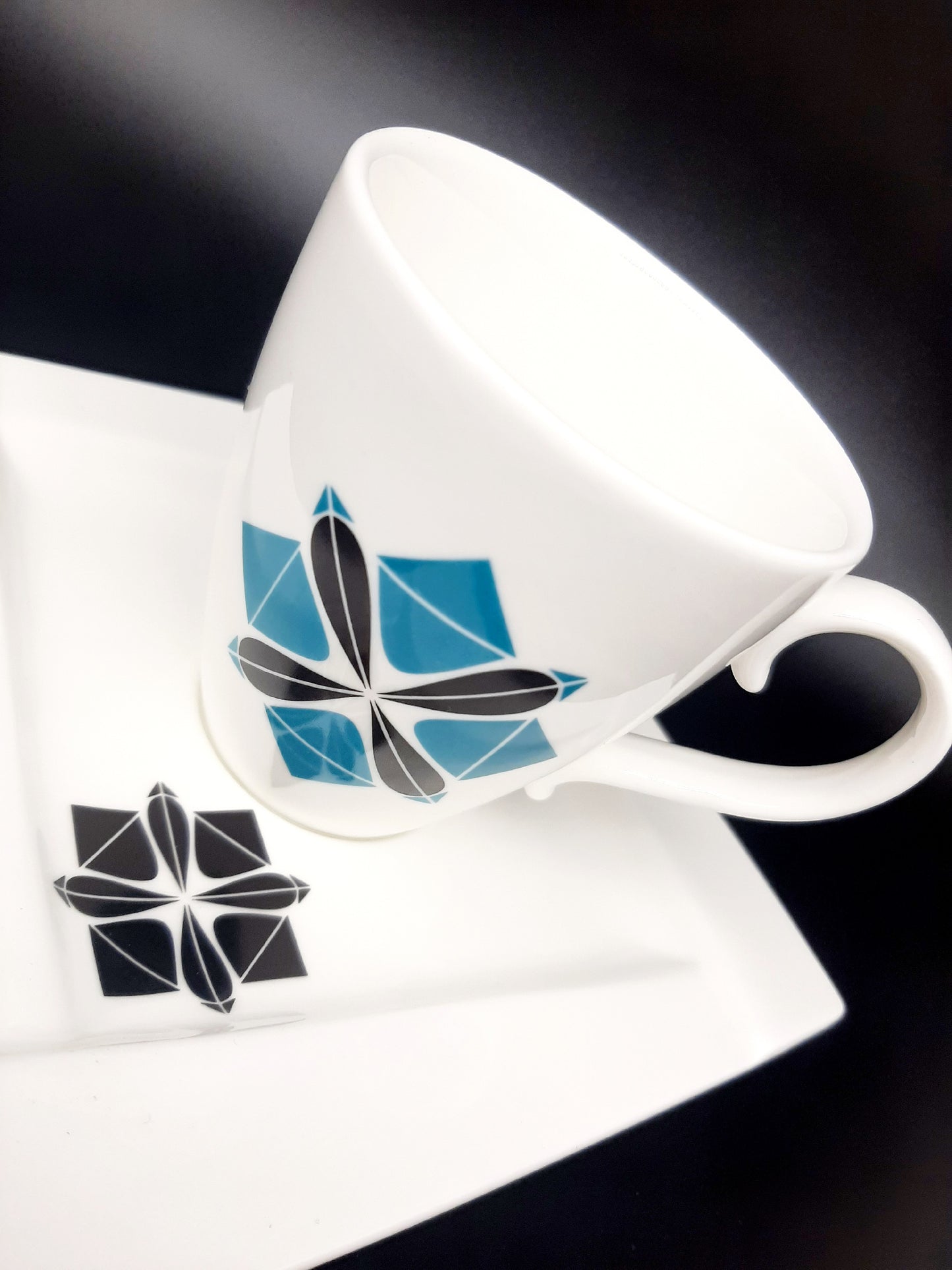 Kubistická čajová souprava "Origami FLORAL" vintage