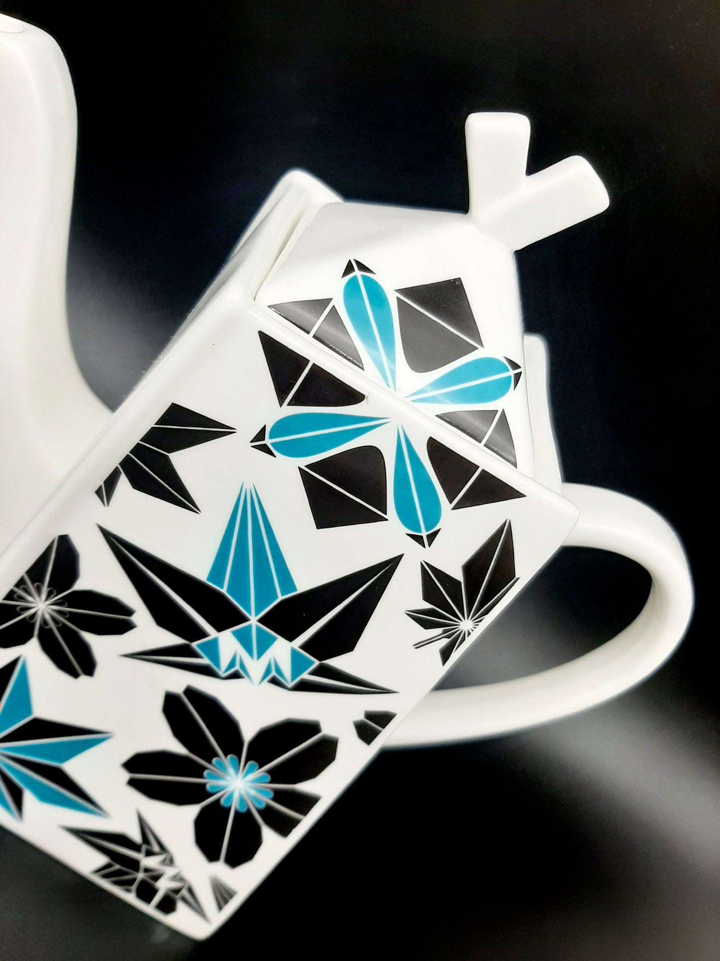 Kubistická čajová souprava "Origami FLORAL" vintage