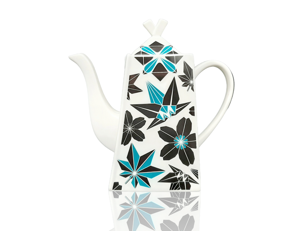Kubistická čajová souprava "Origami FLORAL" vintage