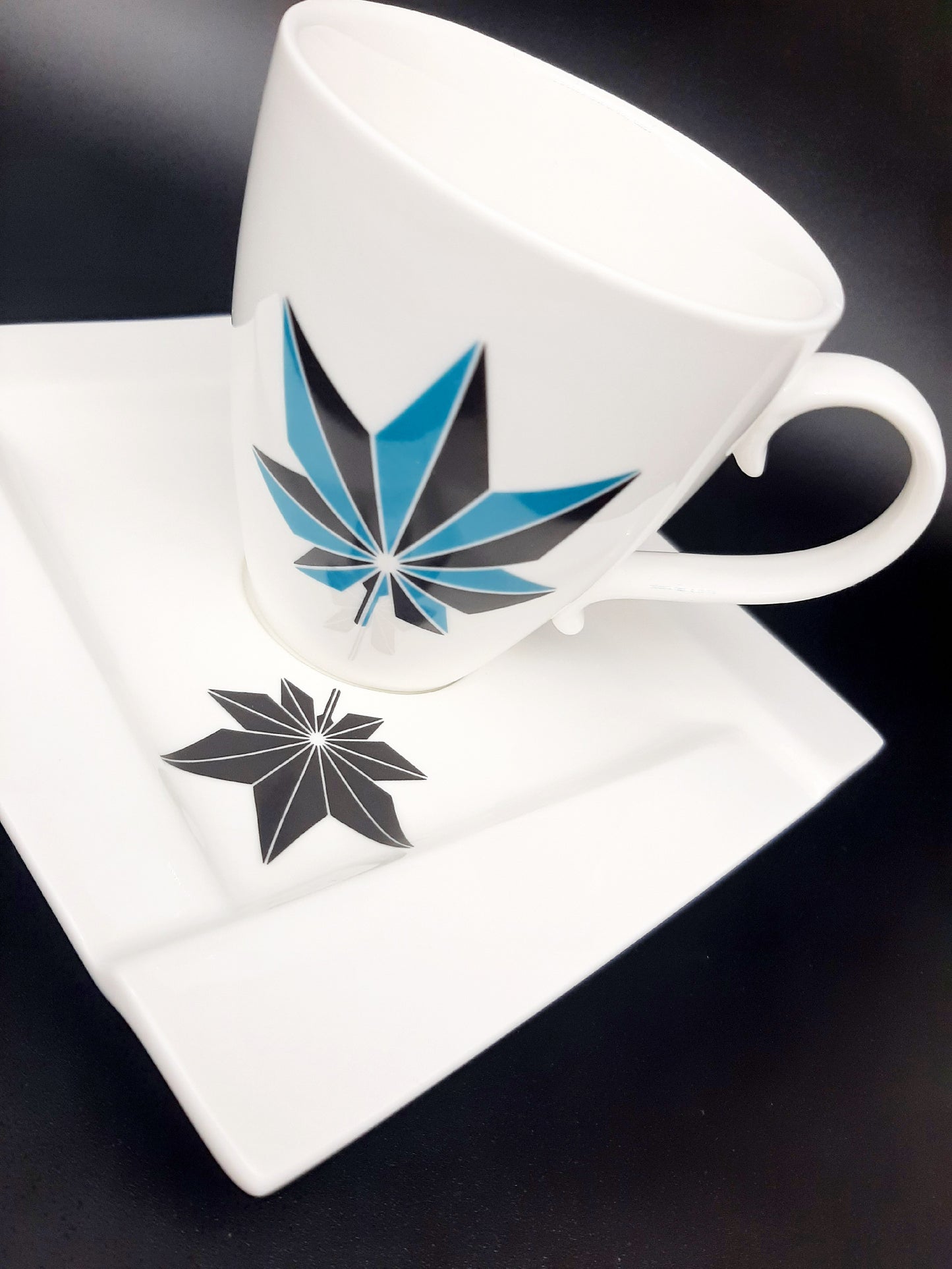 Kubistická čajová souprava "Origami FLORAL" vintage