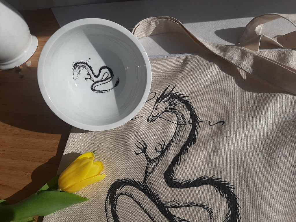 nákupní taška "Drak" se zipem a vnitřní kapsou