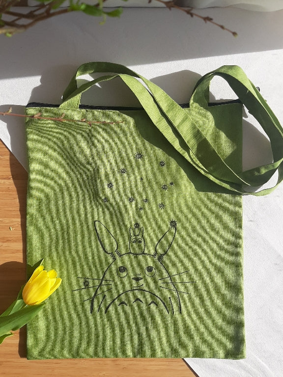 nákupní taška "Totoro" se zipem a vnitřní kapsou