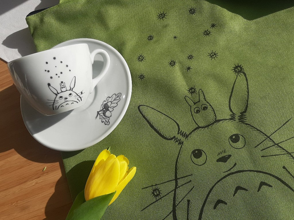 nákupní taška "Totoro" se zipem a vnitřní kapsou