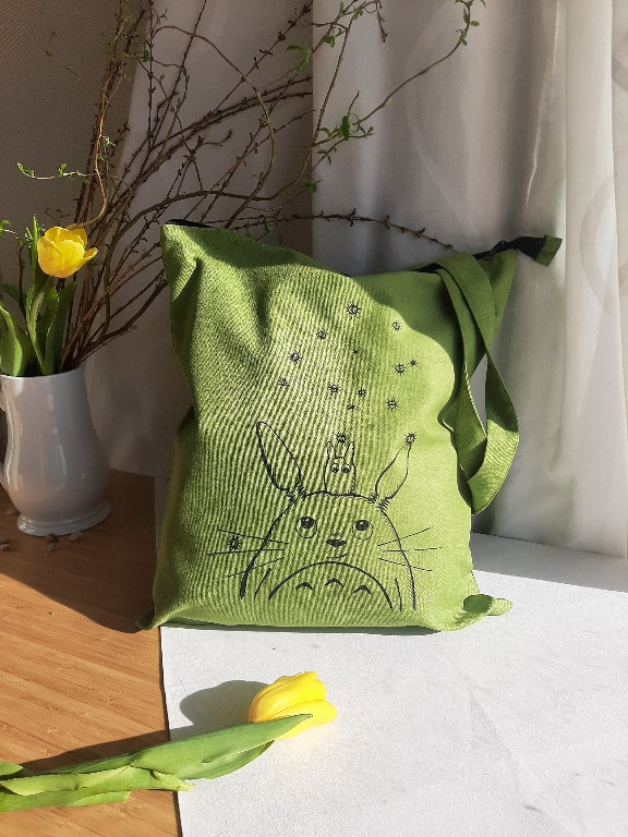 nákupní taška "Totoro" se zipem a vnitřní kapsou