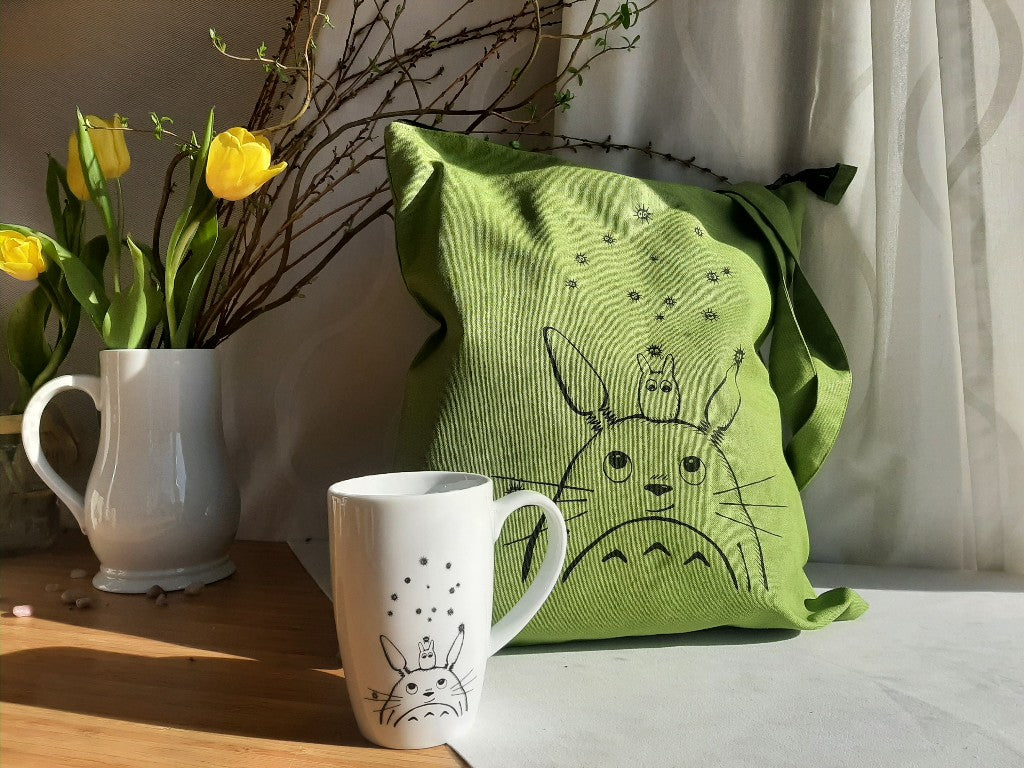 nákupní taška "Totoro" se zipem a vnitřní kapsou