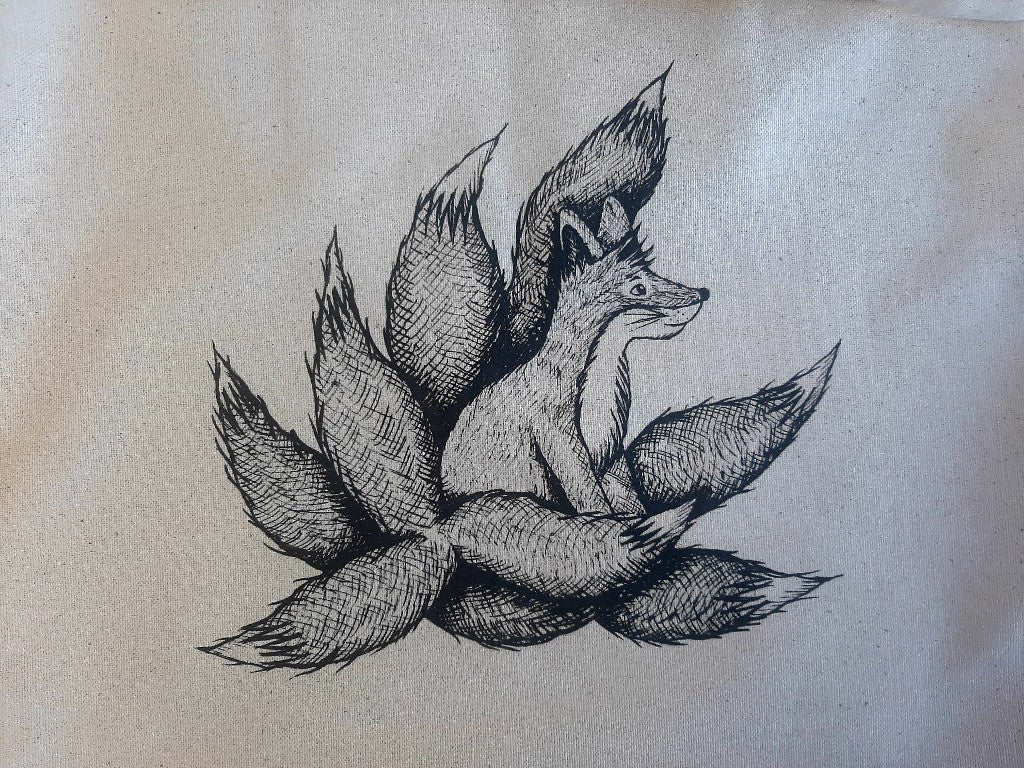 nákupní taška "Kyuubi no Kitsune" se zipem a vnitřní kapsou