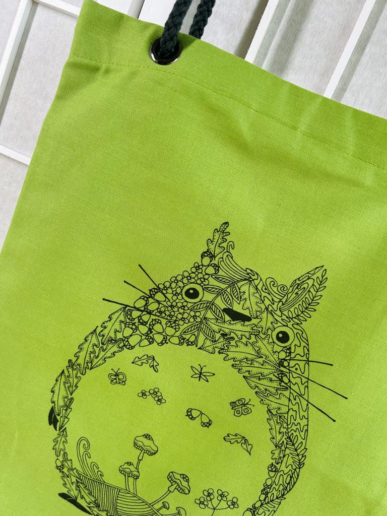 nákupní taška "Omalovánka Totoro" se šňůrovými uchy