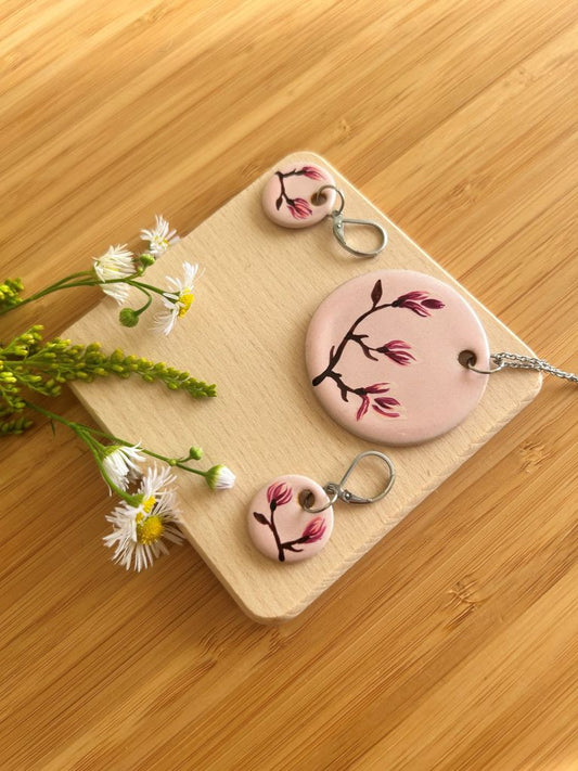 sada keramických šperků "Vůně jarního snu" růžová