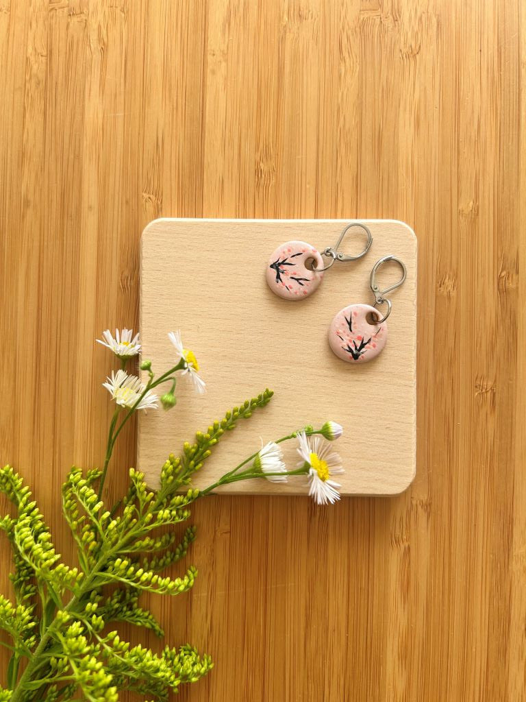 náušnice keramické visací "Ráno pod sakurou"