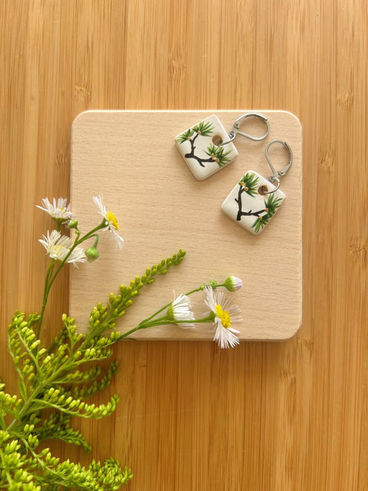 náušnice keramické visací "Dlouhověká borovice"