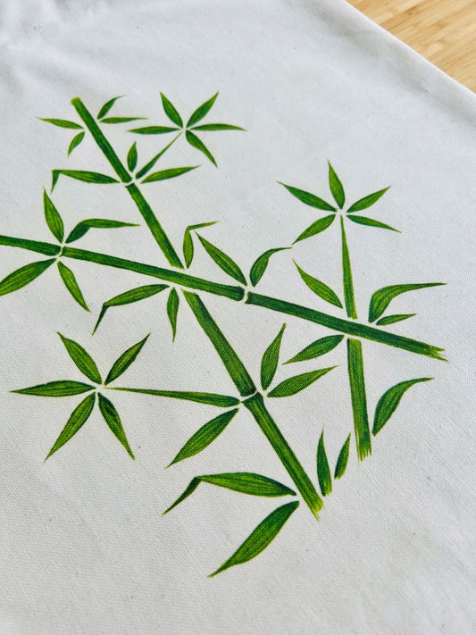 nákupní taška "Bambusový háj" se šňůrovými uchy