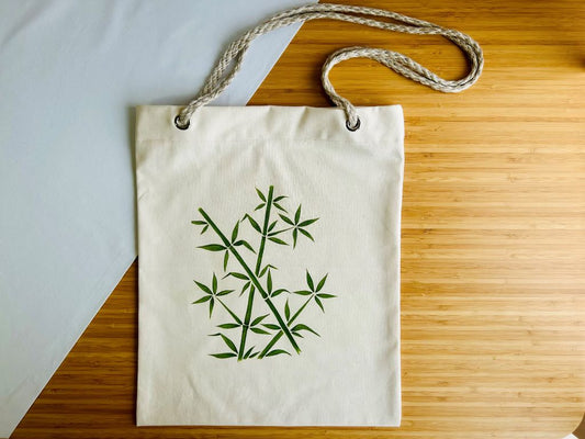 nákupní taška "Bambusový háj" se šňůrovými uchy