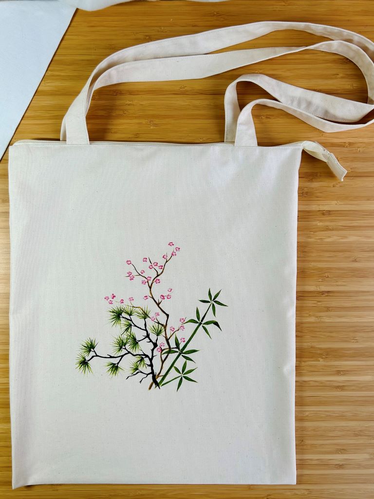 nákupní taška "Tři přátelé zimy" se zipem a vnitřní kapsou