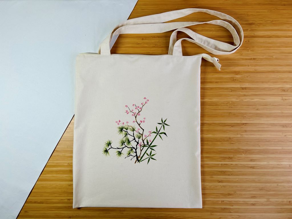 nákupní taška "Tři přátelé zimy" se zipem a vnitřní kapsou