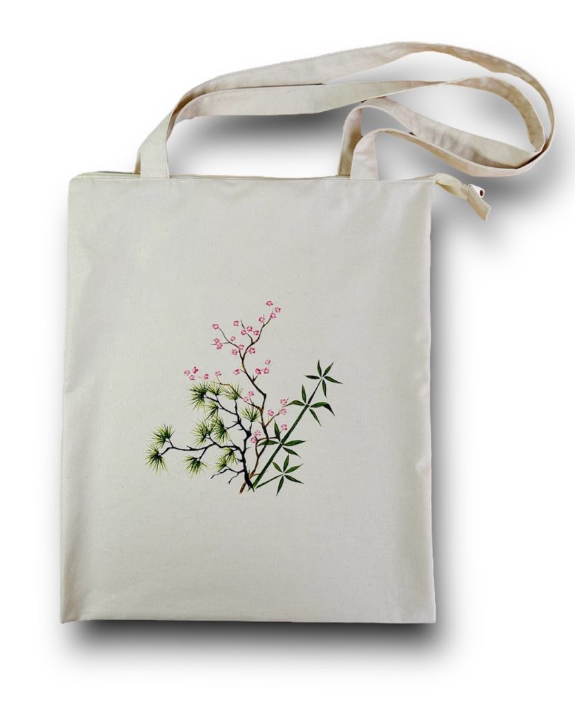 nákupní taška "Tři přátelé zimy" se zipem a vnitřní kapsou