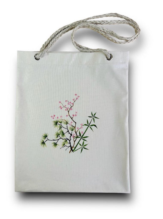 nákupní taška "Tři přátelé zimy" se šňůrovými uchy