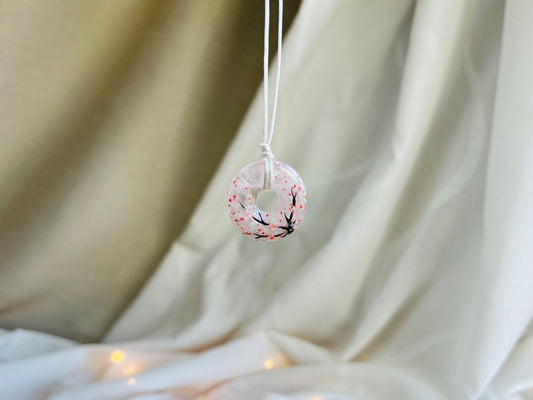 náhrdelník donut "Ráno pod sakurou" růženín