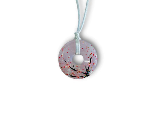 náhrdelník donut "Ráno pod sakurou" růženín