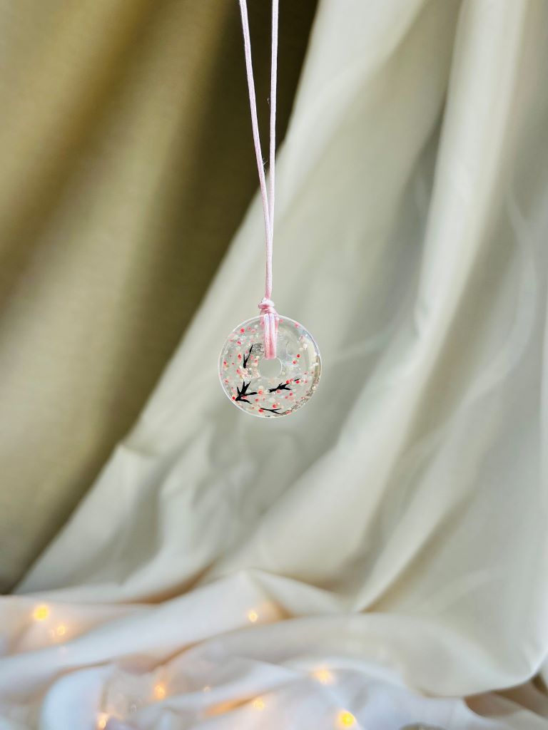 náhrdelník donut "Ráno pod sakurou" křišťál